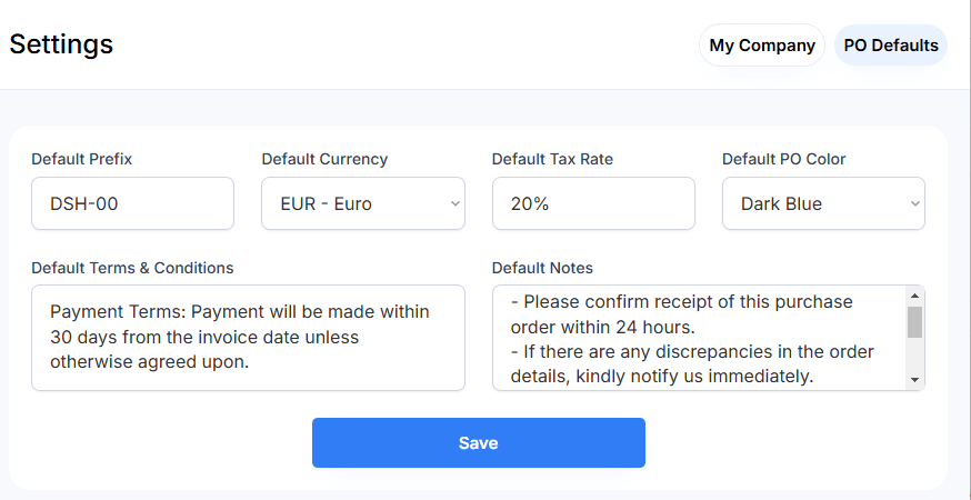 DashPO-Online-Purchase-Order-Generator-SS1-Default-Settings
