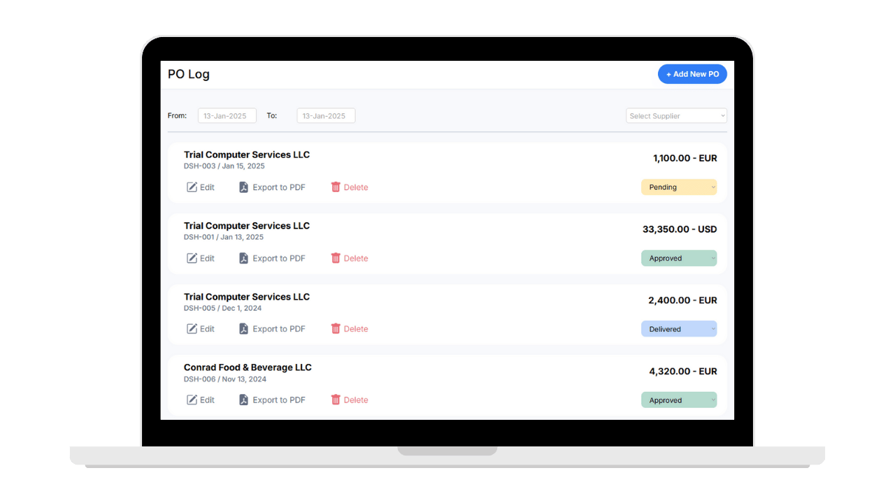DashPO-Online-Purchase-Order-Home-Page-Generate